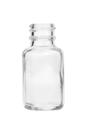 0.5oz (15ml) Flint (Clear) French Square Glass Bottle - 20-400 Neck