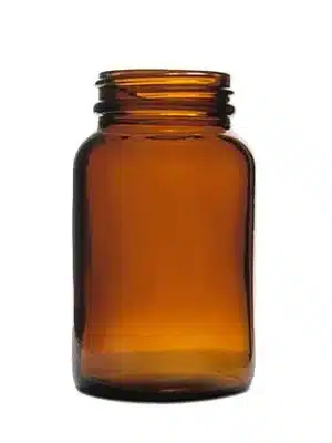 150cc (5oz) Amber Glass Wide Mouth Round Packer Bottle Round111