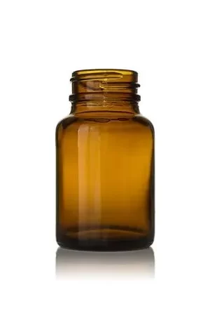 60cc (2oz) Amber Wide Mouth Round Glass Bottle -33-400 Neck Finish