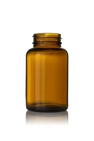 120cc Amber Wide Mouth Packer Round Glass Bottle - 38-405 Neck