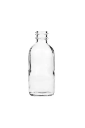 2oz (60ml) Flint (Clear) Boston Round Glass Bottle - 20-405 Neck Finish