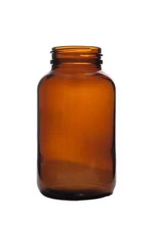 250cc Amber Wide Mouth Round Glass Bottle - 45-400 Neck